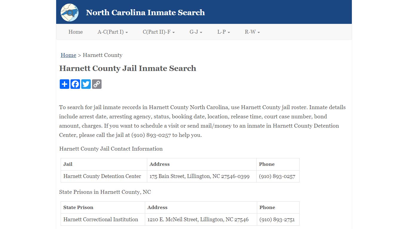 Harnett County Jail Inmate Search